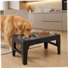 Elevated Dog Bowl Stand, 4-Height Adjustable Feeding Station with 2 Stainless Steel Bowls, Non-Slip and Easy to Clean, Black view 3