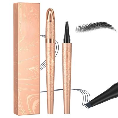 Microblading Eyebrow Pencil, Waterproof 4-Tip Fine-Line Pencil (Black)