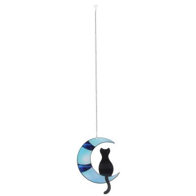 Supvox Glass Cat Pendant with Moon Design