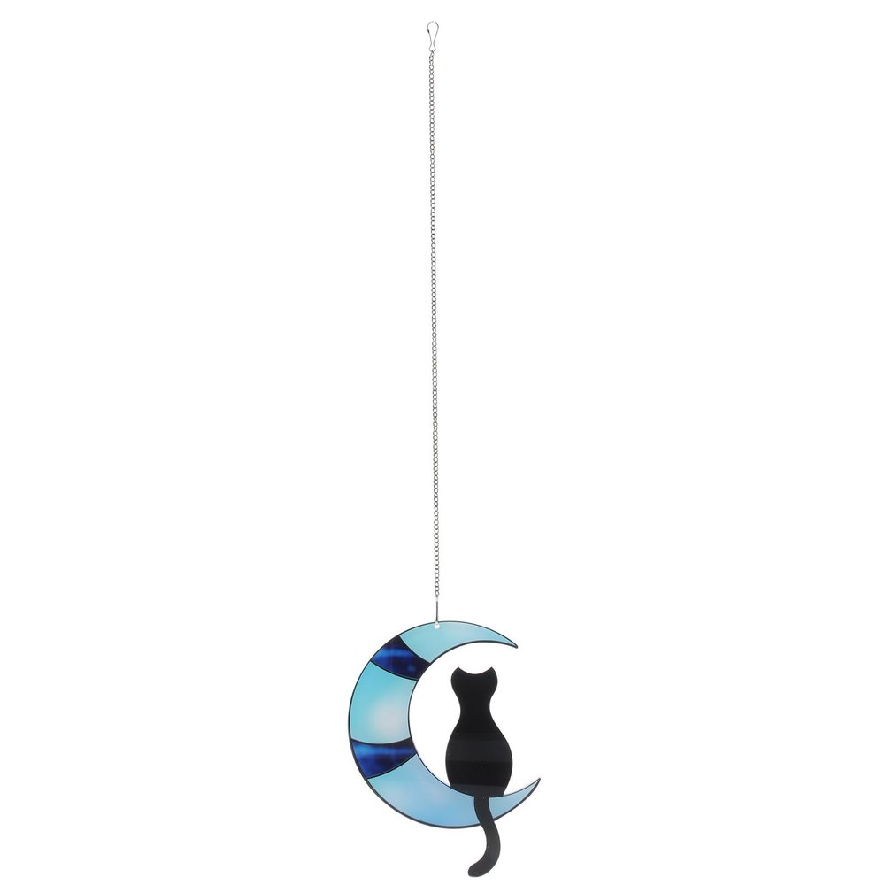 Supvox Glass Cat Pendant with Moon Design