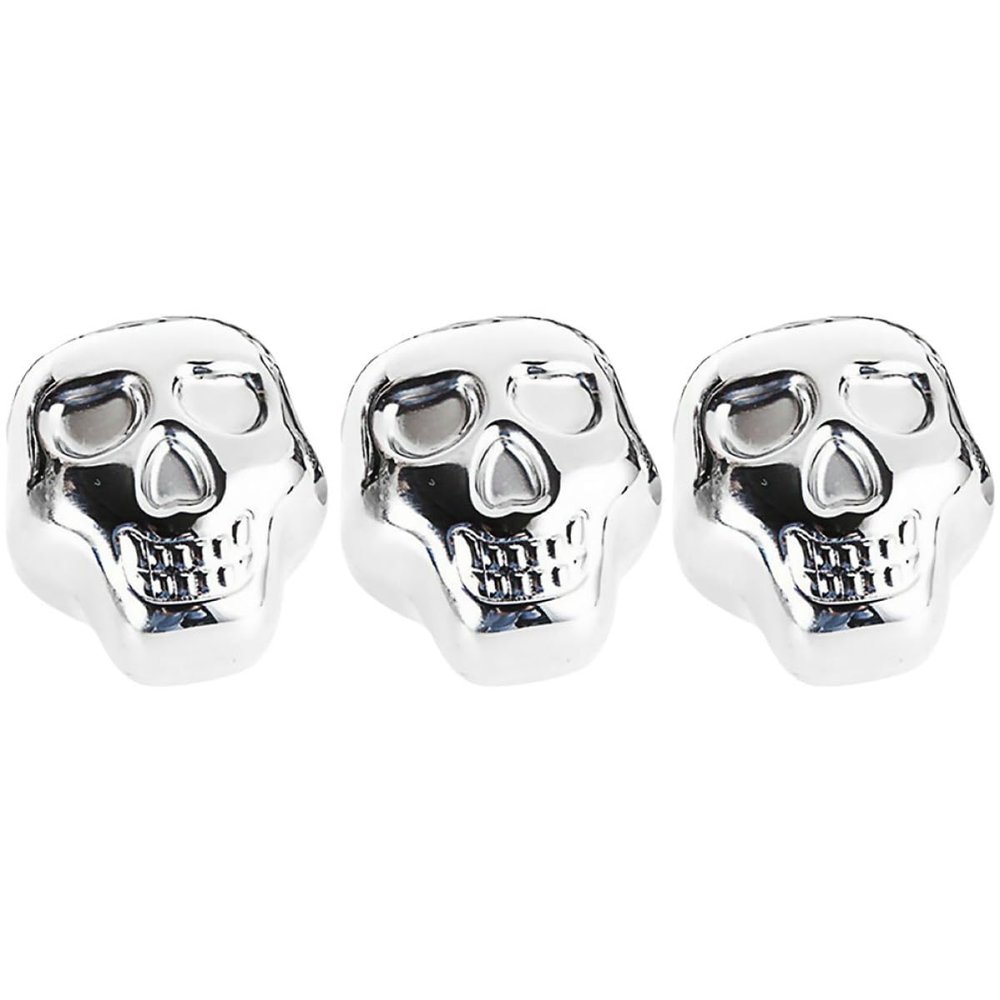 Reusable Stainless Steel Skull Ice Cubes, 3 Pieces