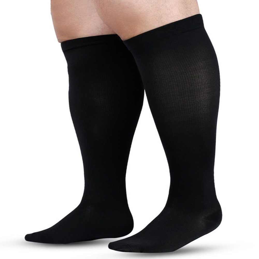 Black Fishnet Wide-Calf Compression Socks for Women and Men