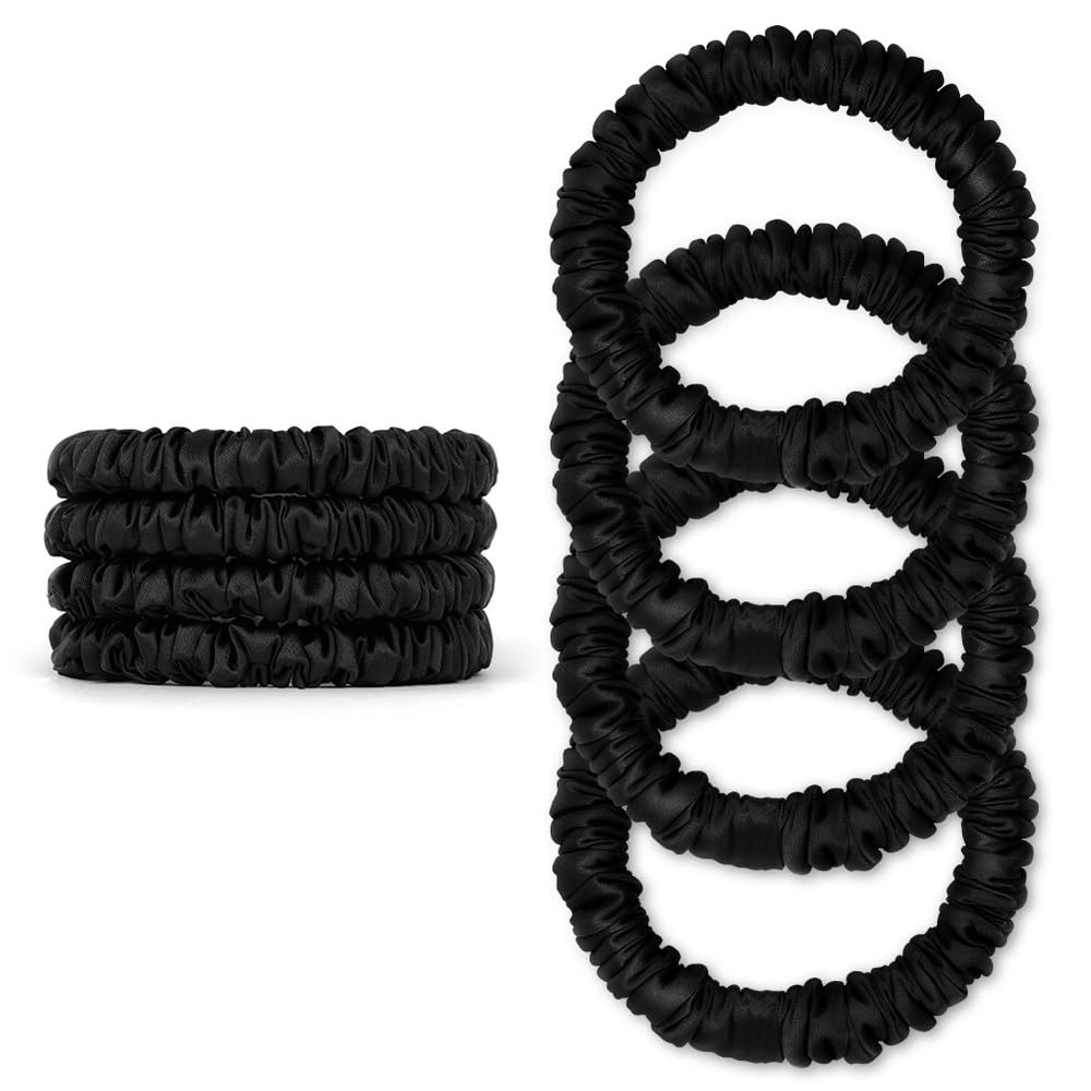 APXEL 4-Pack Women's 100% Mulberry Silk Scrunchies