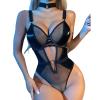 Women's Black Lace Lingerie Set with Silk Embroidery (Black, M) view 1