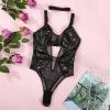 Women's Black Lace Lingerie Set with Silk Embroidery (Black, M) view 2
