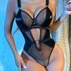 Women's Black Lace Lingerie Set with Silk Embroidery (Black, M) view 3