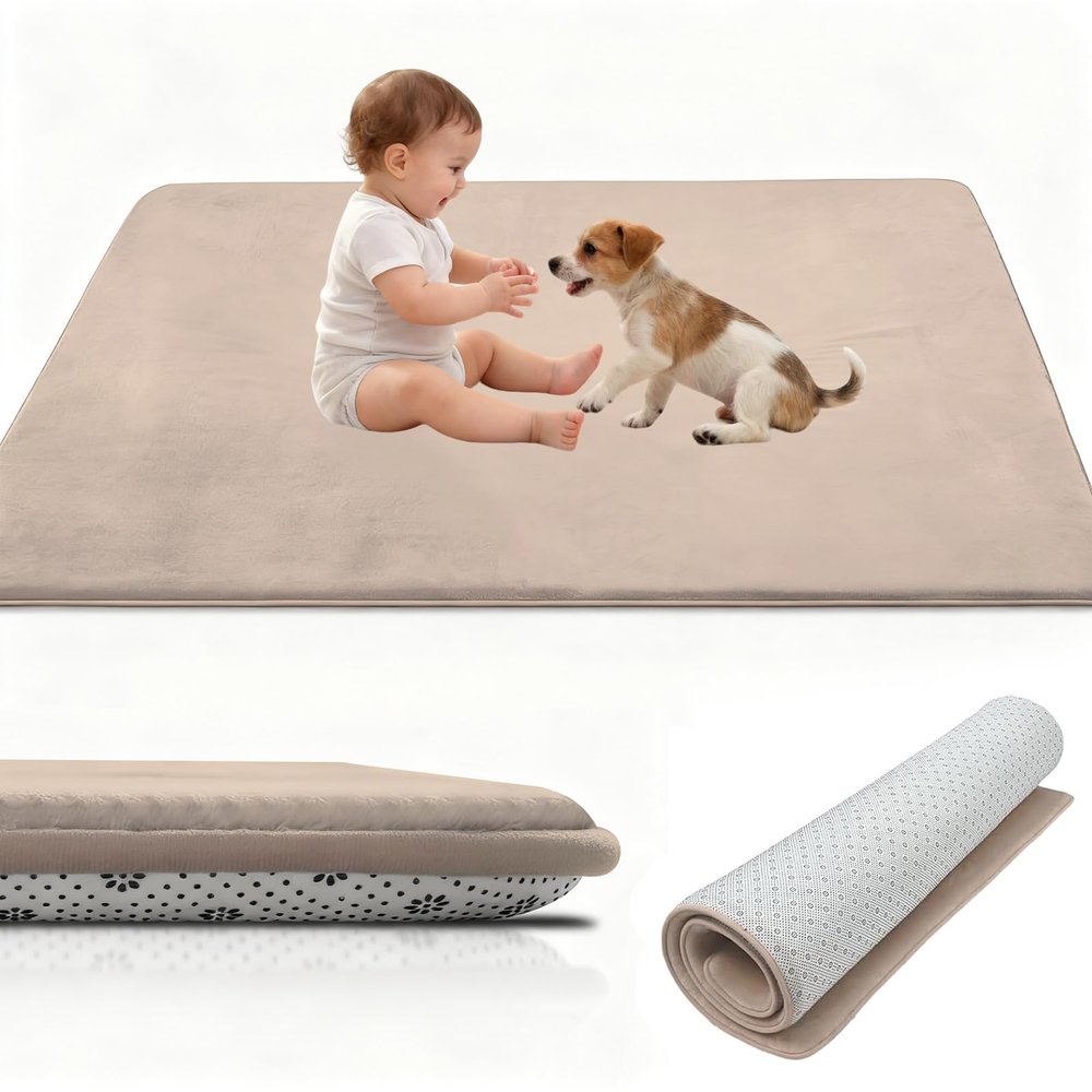 Atemrdsye Baby Crawling Mat 190 x 190 cm, Light Brown, Extra Thick