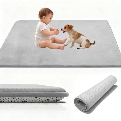 Atemrdsye Baby Crawling Mat 150 x 180 cm, Silver Gray, Extra Thick