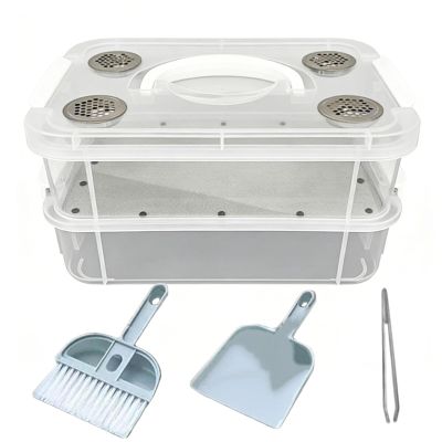 shjxi Yellow Mealworm Breeding Box, Fine-Mesh Feeder Bins