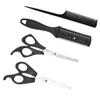 OSALADI 4-Piece Stainless Steel and Plastic Hair-Cutting Set with Scissors and Comb, Black view 1
