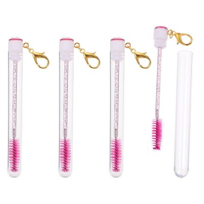 Abaodam 4-Piece Eyelash Brushes with Acrylic Keychains