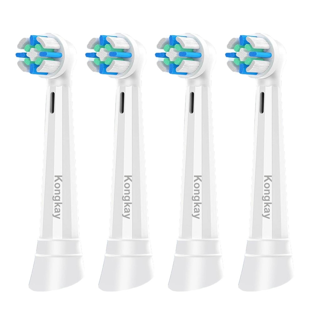 4-Pack iO Replacement Brush Heads Compatible with Oral-B iO Series 2–10, Soft DuPont Bristles, White