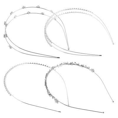 Healifty 4-Piece Rhinestone Headbands with Crystal Flowers, Zinc Alloy Bridal Headbands for Women and Weddings