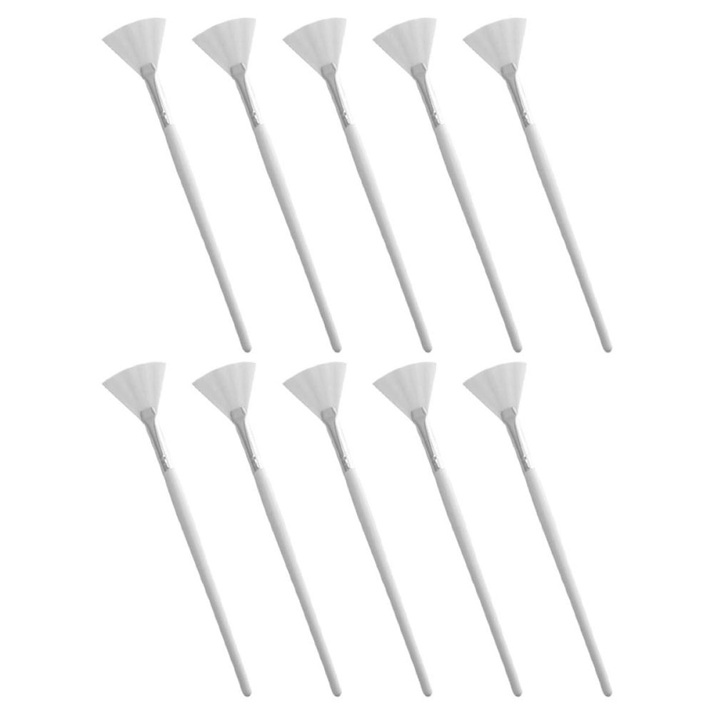White Facial Mask Brush with Wooden Handle and Nylon Bristles