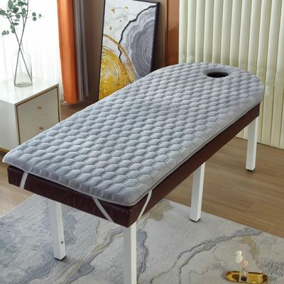 Gray Memory Foam Eyelash Bed Topper, 185 x 70 cm, 7 cm Thick, with Hole and Non-Slip Elastic Band, Square/Round/Trapezoid Head
