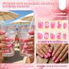 Short Square Press-On Nails with Pink Blooming Flowers, 24-Piece Set view 4