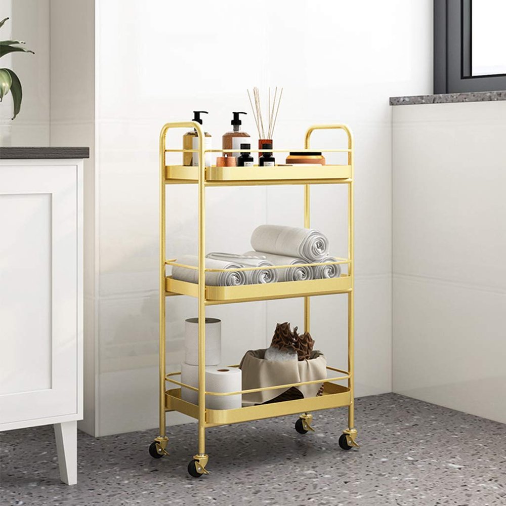 Professional Beauty Salon Trolley with Brakes and 3-Tier Storage