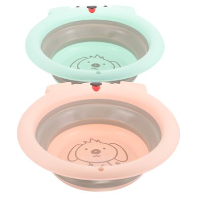 MAJORMENCH 2-Piece Foldable Baby Wash Basins, PP and Silicone, Cute Cartoon Design