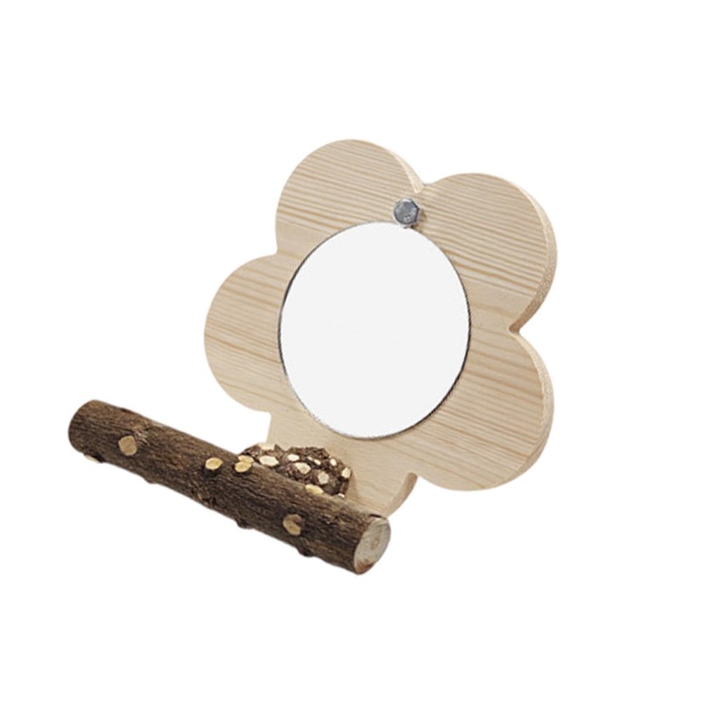 YIUPEDRFG Wooden Play Mirror for Parrots and Budgies with Perch