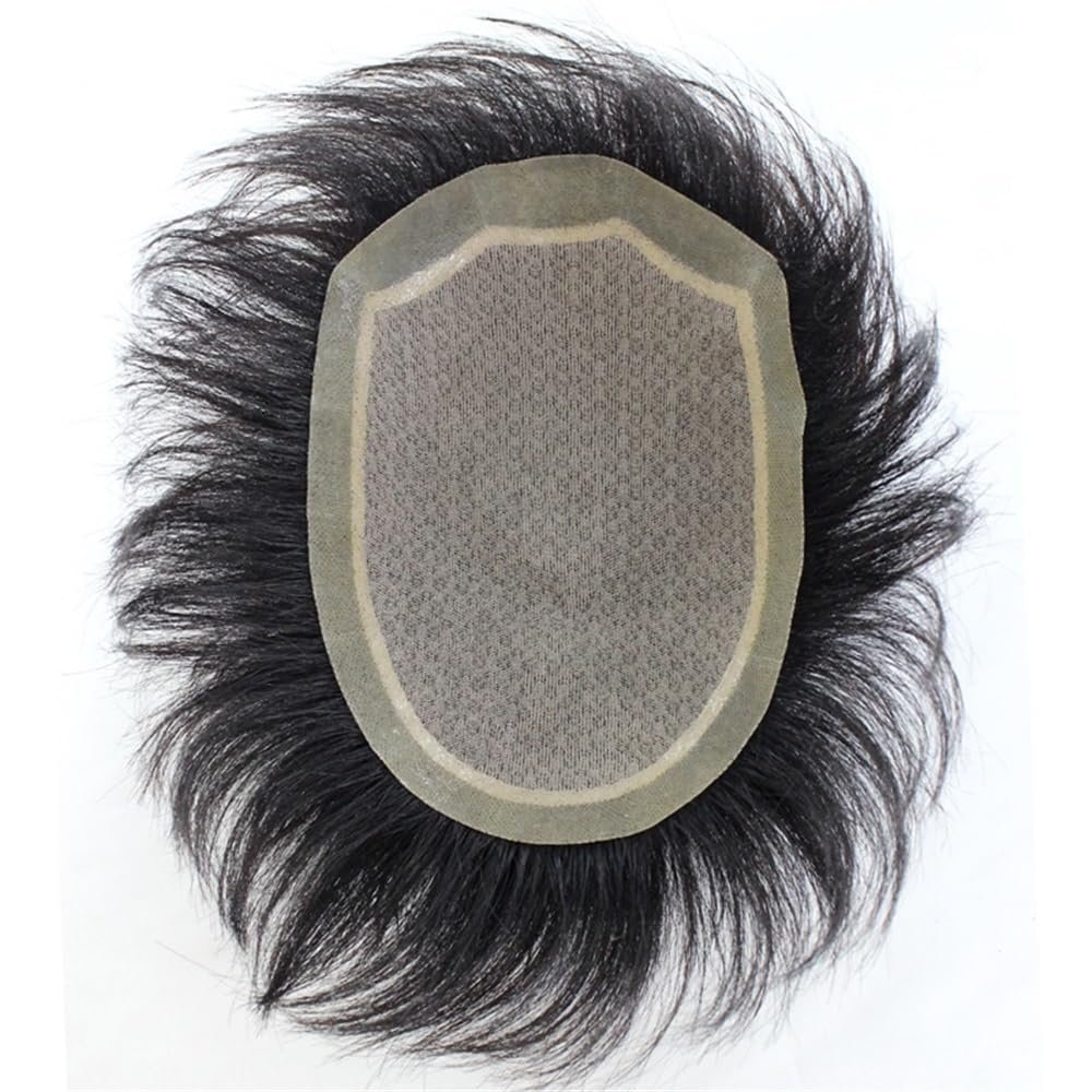 8-Inch Men's Human Hair Toupee with PU Around Clip-In Hairpiece, Fine Hairline (13 × 18)