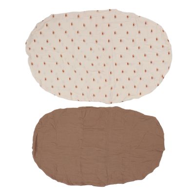 YYALYYON Cotton Bassinet Sheets for Universal Baby Bassinets, Soft, Breathable Fitted Sheets, 2-Pack, Easy-Care, Machine Washable (Brown and Sun Pattern Set)