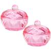 Pink Glass Dappen Dishes with Lids, 2-Pack, for Acrylic Monomer view 1