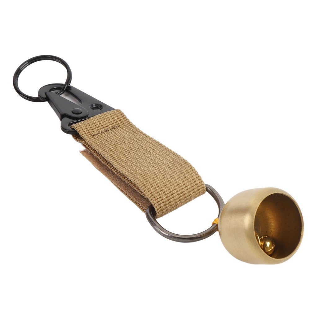 Pwshymi Brass Bear Bell for Safety and Clear Sound for Camping, Hiking, and Backpacking, Thickened Brass Wall, Khaki