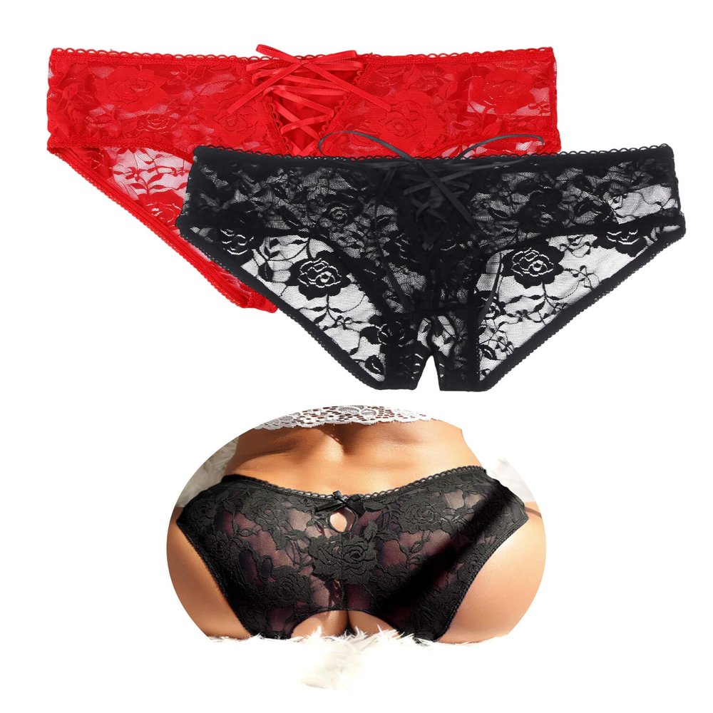 comeondear Sexy Lace Open-Crotch Panties for Women