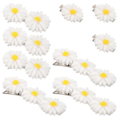 9-Pack White Daisy Hair Clips for Women and Girls