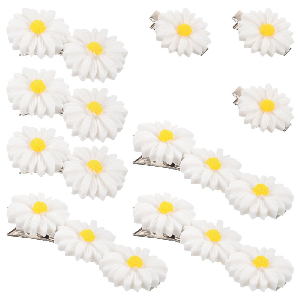 9-Pack White Daisy Hair Clips for Women and Girls