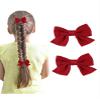 KONFEN 2-Piece Satin Hair Clip Set with Large Soft Bows, Red view 1
