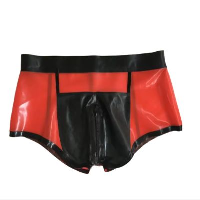 YKNICE Latex Rubber Bodysuit, Shorts and Pants Costume, Black + Red, Size M
