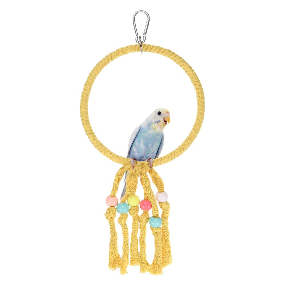 QUARKZMAN Bird Rope Perch Swing 34.8 cm (Yellow)