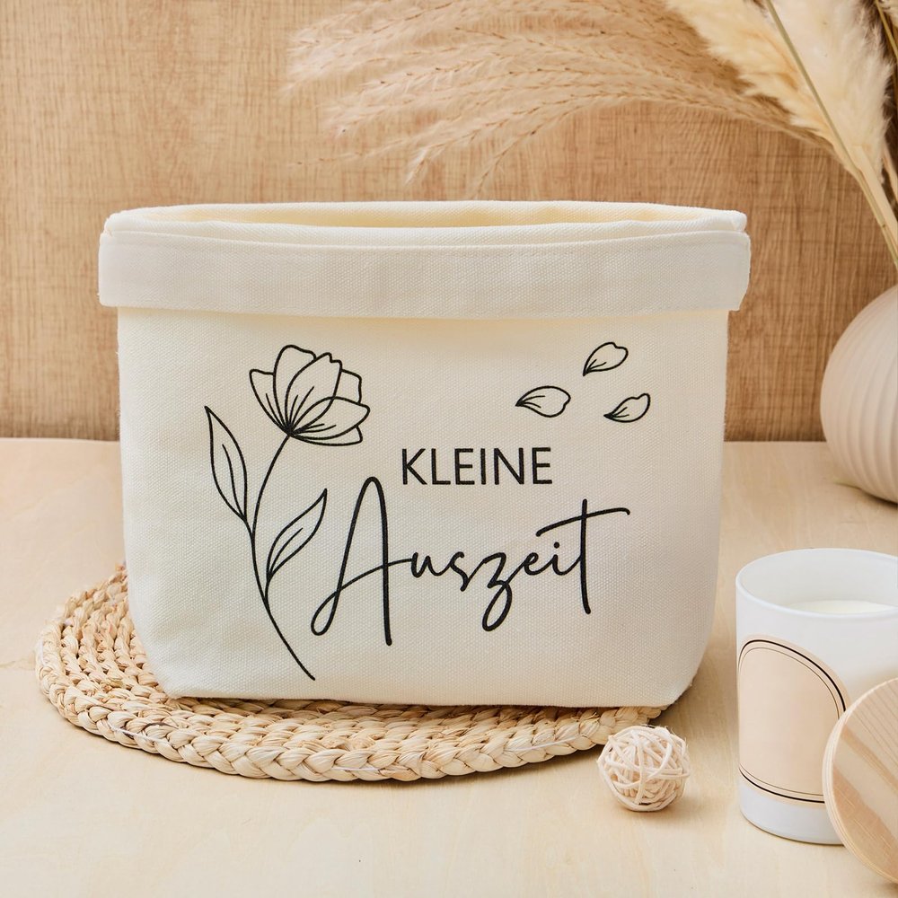Xuniea “Kleine Auszeit” Gift Bag, Black Floral Style, Natural White
