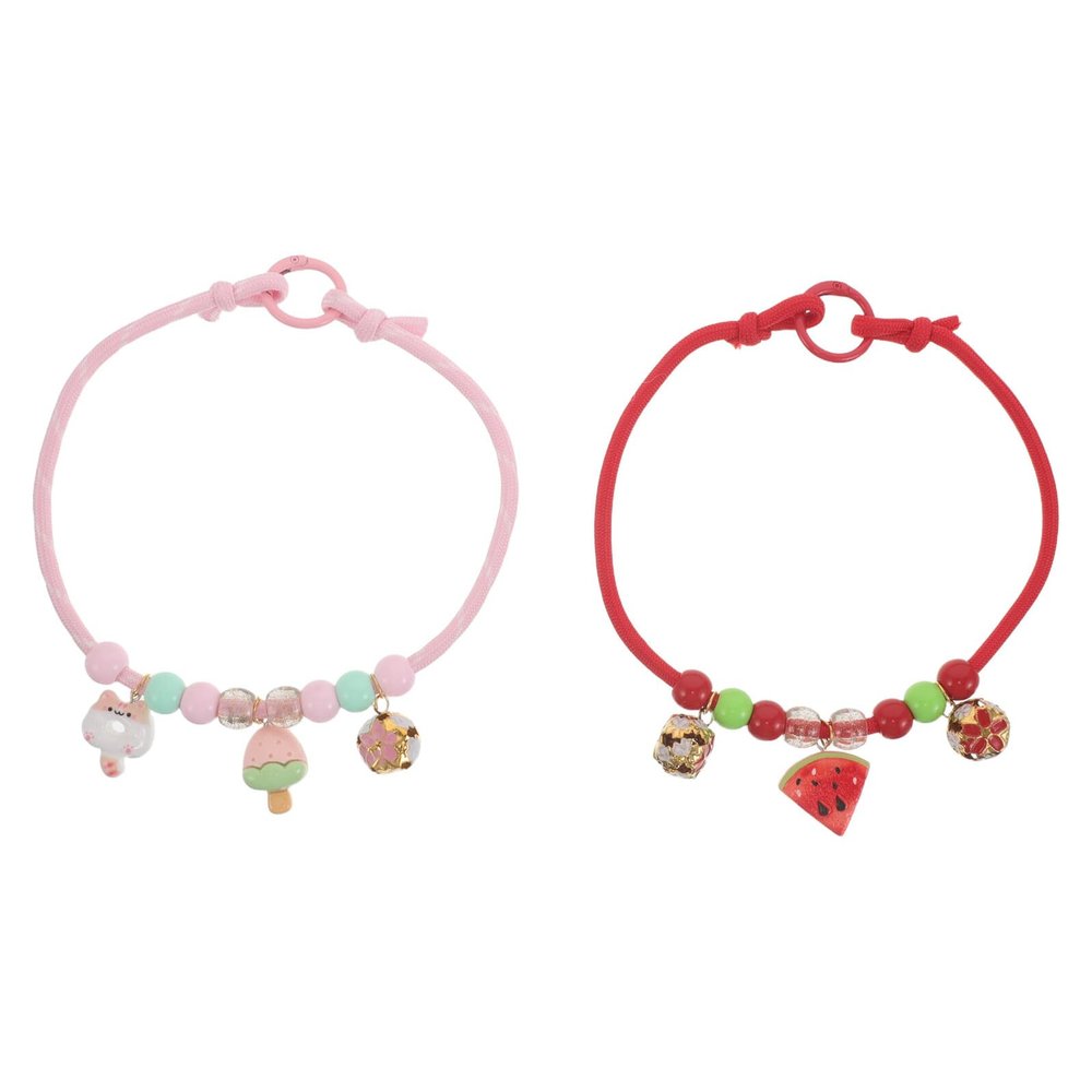 JUMPLAWN Handmade Pet Jewelry Set with Adjustable Beaded Collar and Fun Charms