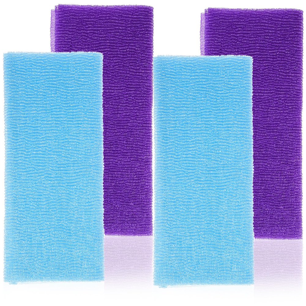 RUNROTOO Body Exfoliating Towels, 4-Piece Nylon Set