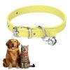 QUARKZMAN Dog Collar with Bell - Adjustable PU Leather - 25 cm (Yellow) view 1