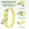QUARKZMAN Dog Collar with Bell - Adjustable PU Leather - 25 cm (Yellow) view 3