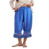 Anuedgis Y2K Women's Cropped Pajama Pants with Lace Trim, Elastic Waist, and Ruffles, A-Blue, Size 36 view 1