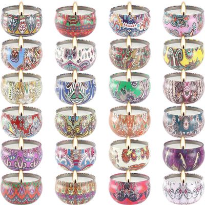 LIVEN 24-Piece Scented Candle Set, Soy Wax, Travel Tins, 70 ml