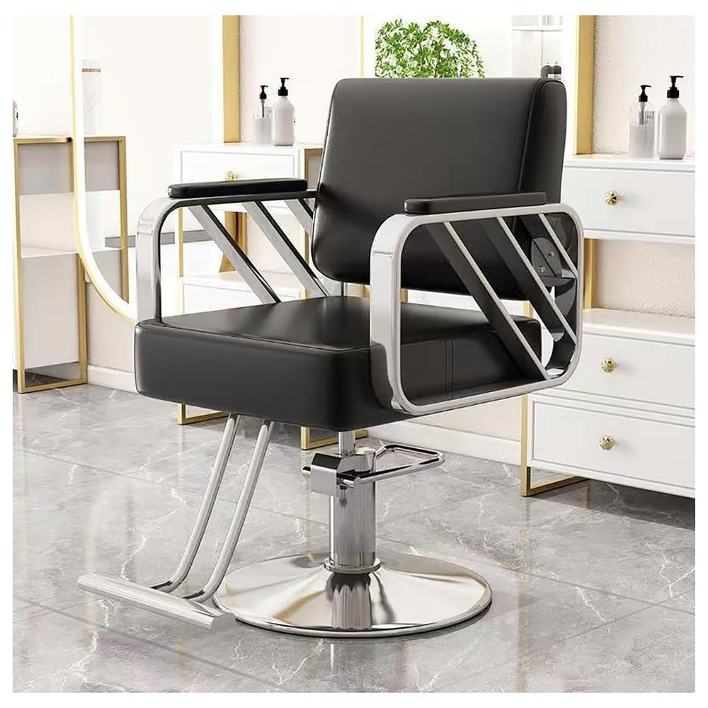 YADZISW Hydraulic Barber Chair for Salon, Hairdressing, Tattoo, and Shampoo Equipment, Black, C
