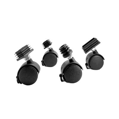 4 Universal Swivel Casters with Brakes, 20–50 mm, PE Plastic Screw-Mount
