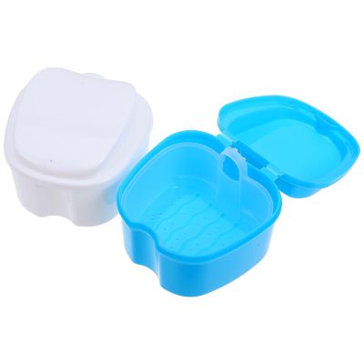 Denture Cases, 2-Pack, Plastic Storage Boxes for Retainers, Blue