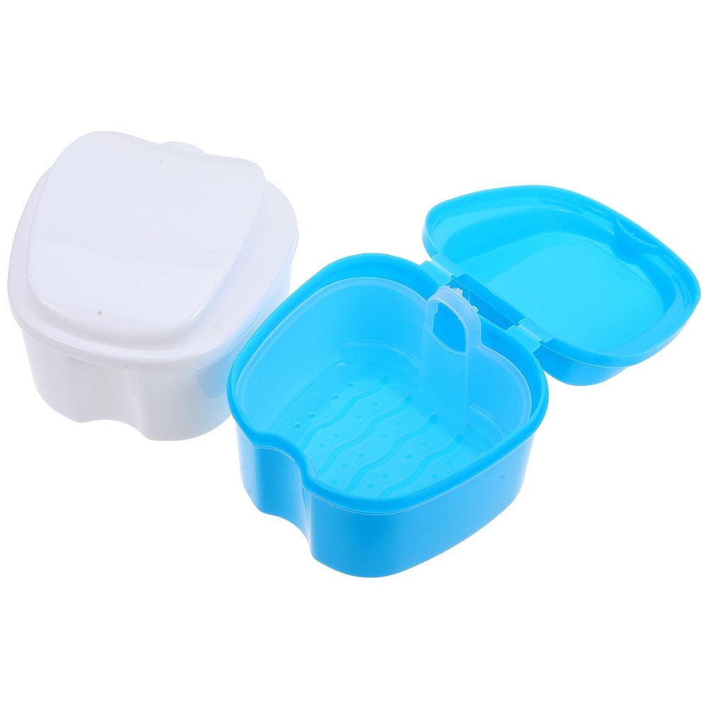 Denture Cases, 2-Pack, Plastic Storage Boxes for Retainers, Blue