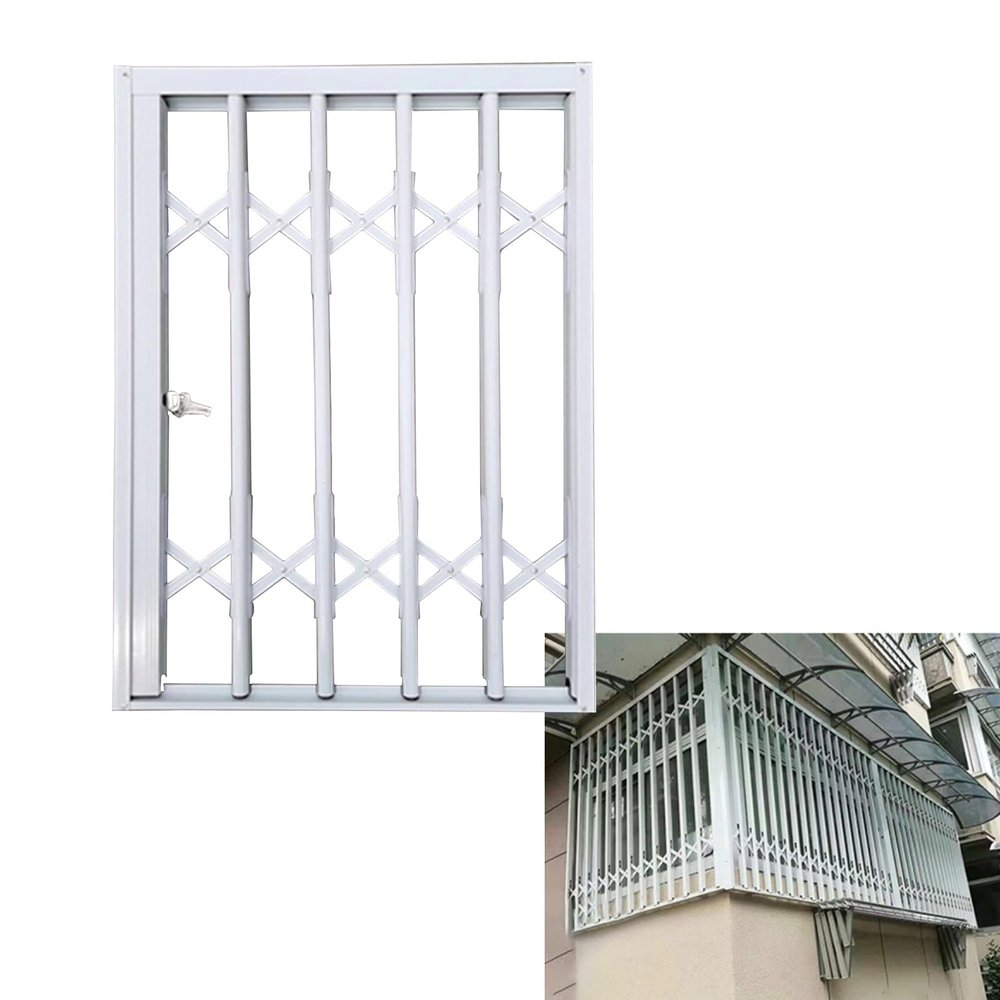 Generic White Retractable Window Security Grille, Fits 90 x 70 cm (36 x 28 in)