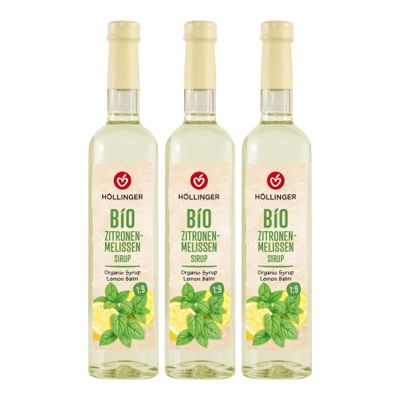 Höllinger Organic Lemon Balm Syrup, 3 x 0.5 L