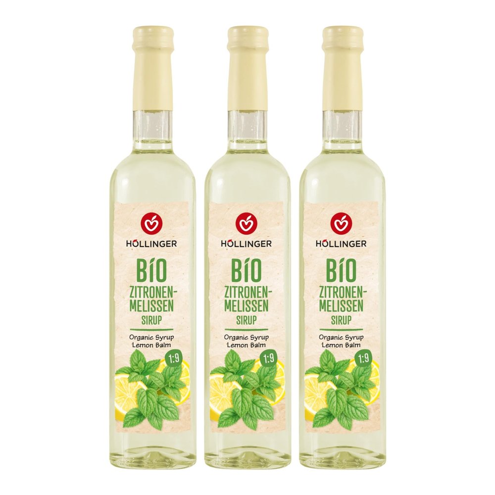 Höllinger Organic Lemon Balm Syrup, 3 x 0.5 L