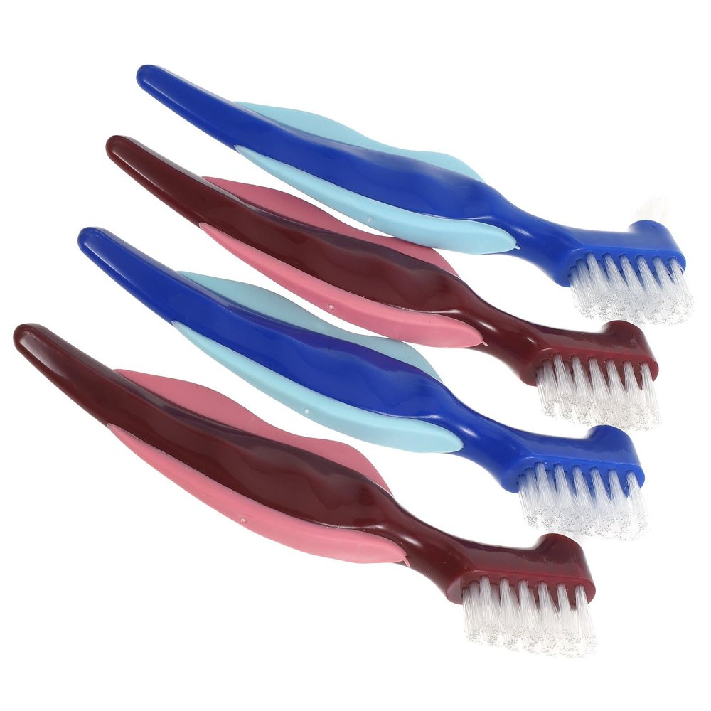 Portable Double-Sided Denture Cleaning Brushes, 4-Pack
