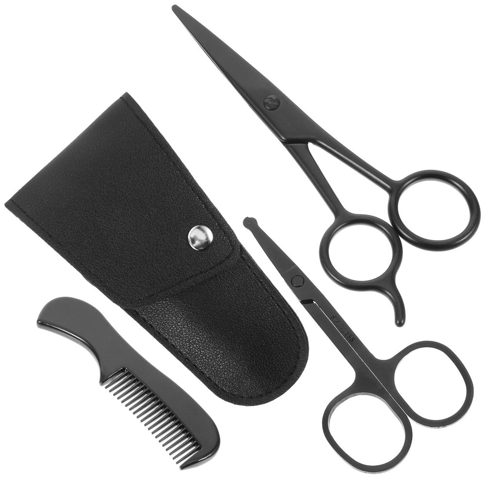 LALAFINA Stainless Steel Beard Scissors, 4-Piece Set