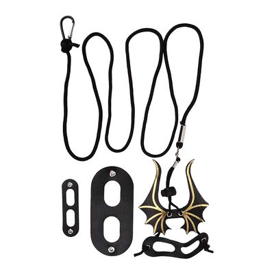 Black Faux Leather Gecko Harness and Leash Set